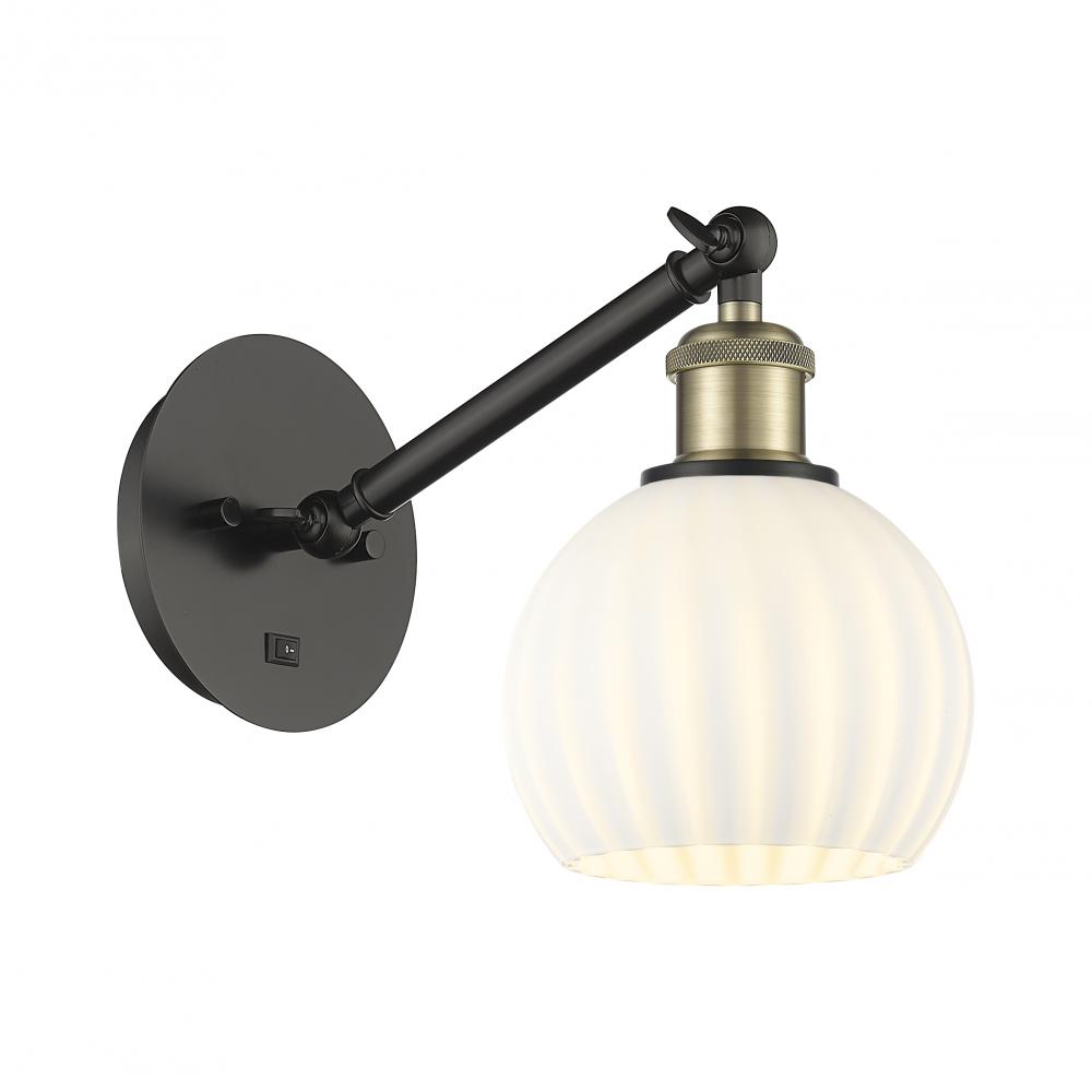 White Venetian - 1 Light - 6 inch - Black Antique Brass - Sconce