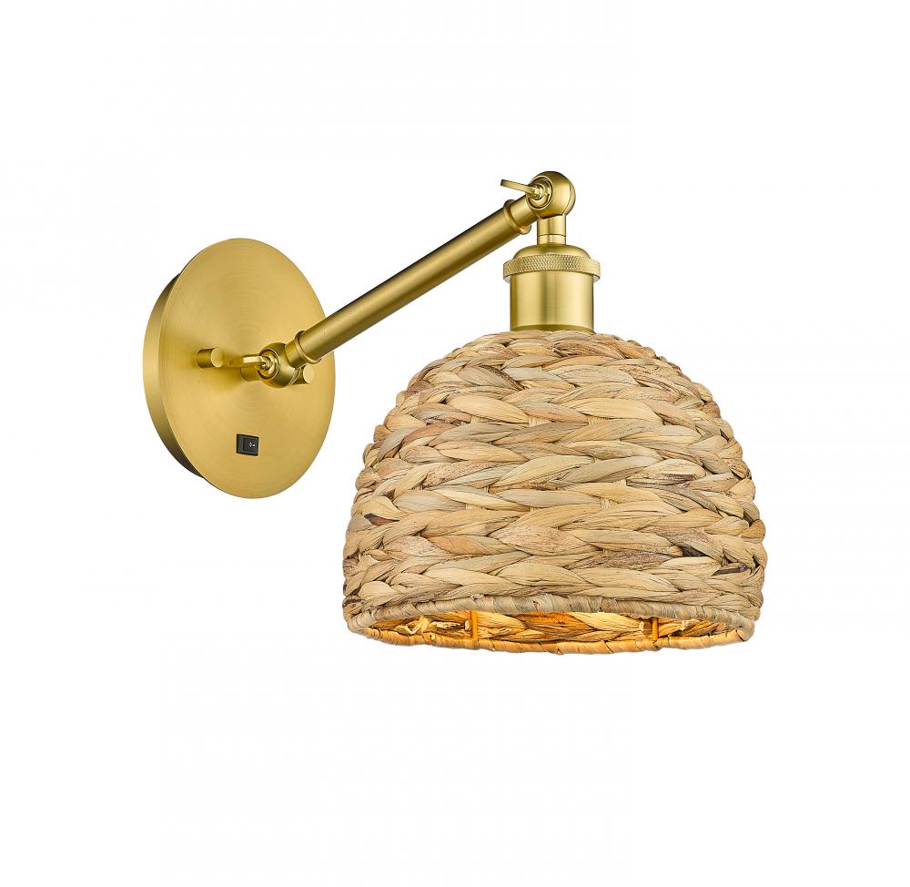 Woven Rattan - 1 Light - 8 inch - Satin Gold - Sconce