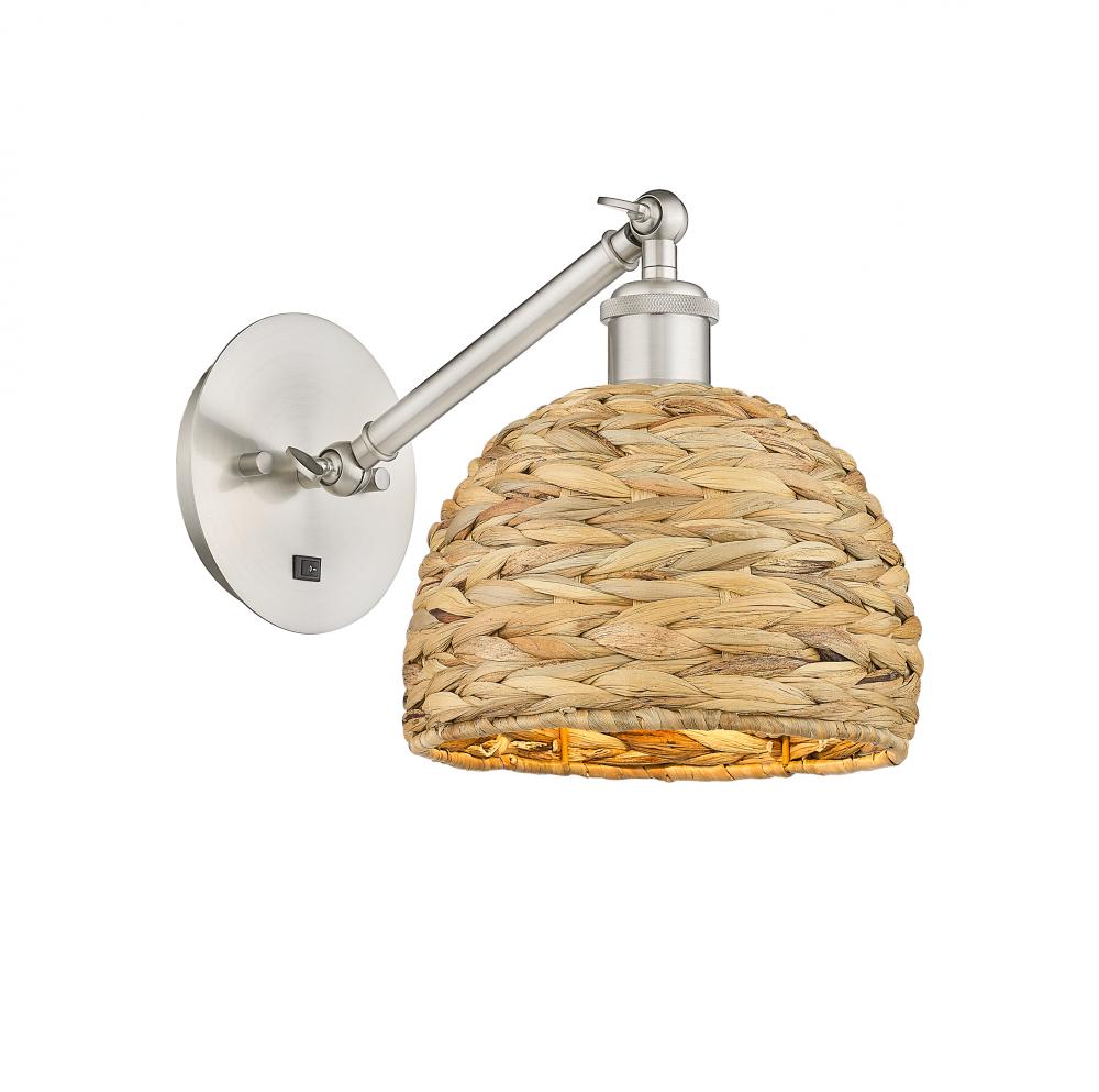 Woven Rattan - 1 Light - 8 inch - Satin Nickel - Sconce