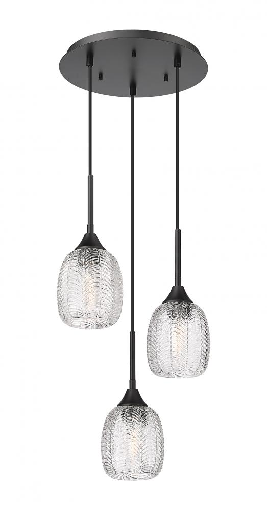 Berkshire - 3 Light - 20 inch - Matte Black - Cord Hung - Multi Pendant