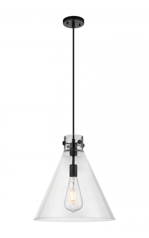 Newton Cone - 1 Light - 16 inch - Matte Black - Cord hung - Pendant