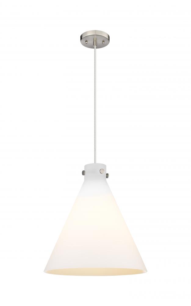 Newton Cone - 1 Light - 18 inch - Satin Nickel - Cord hung - Pendant