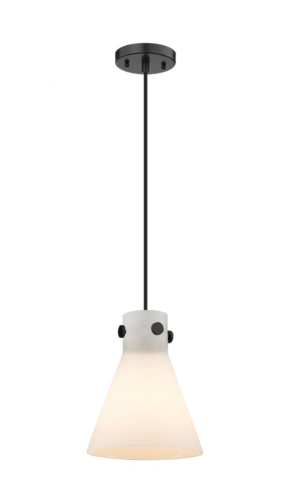 Newton Cone - 1 Light - 8 inch - Matte Black - Cord hung - Pendant