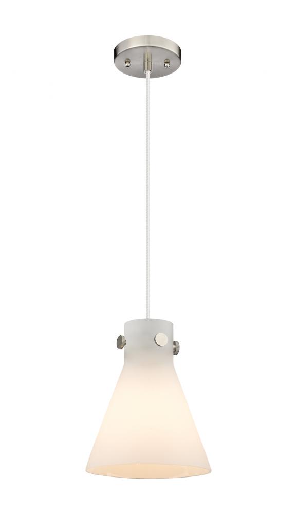 Newton Cone - 1 Light - 8 inch - Brushed Satin Nickel - Cord hung - Pendant