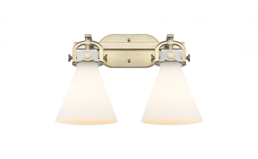 Newton Cone - 2 Light - 17 inch - Brushed Brass - Bath Vanity Light