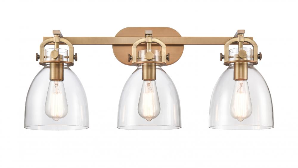 Newton Bell - 3 Light - 27 inch - Brushed Brass - Bath Vanity Light