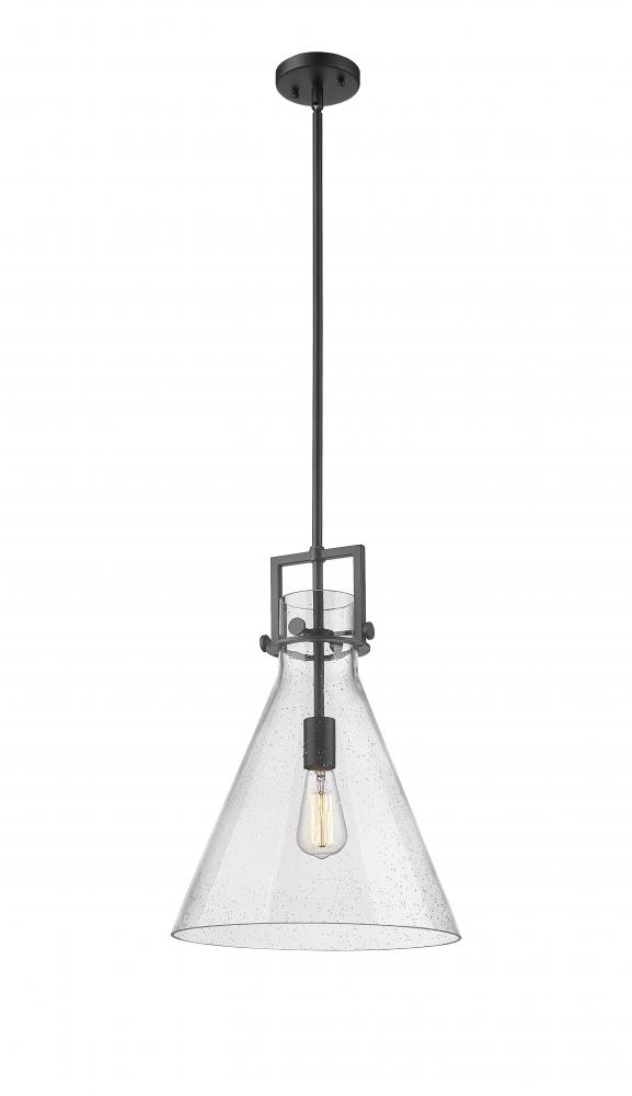 Newton Cone - 1 Light - 14 inch - Matte Black - Cord hung - Pendant