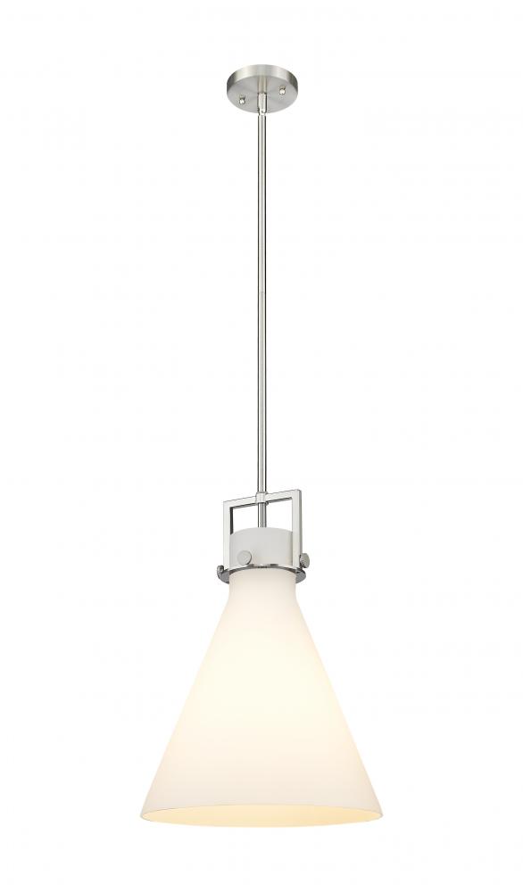 Newton Cone - 1 Light - 14 inch - Brushed Satin Nickel - Cord hung - Pendant