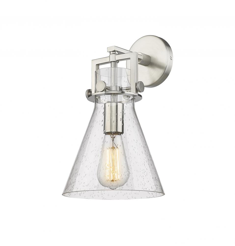 Newton Cone - 1 Light - 8 inch - Satin Nickel - Sconce