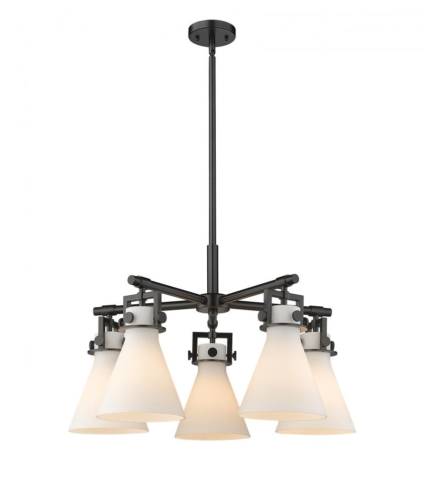 Newton Cone - 5 Light - 26 inch - Matte Black - Chandelier