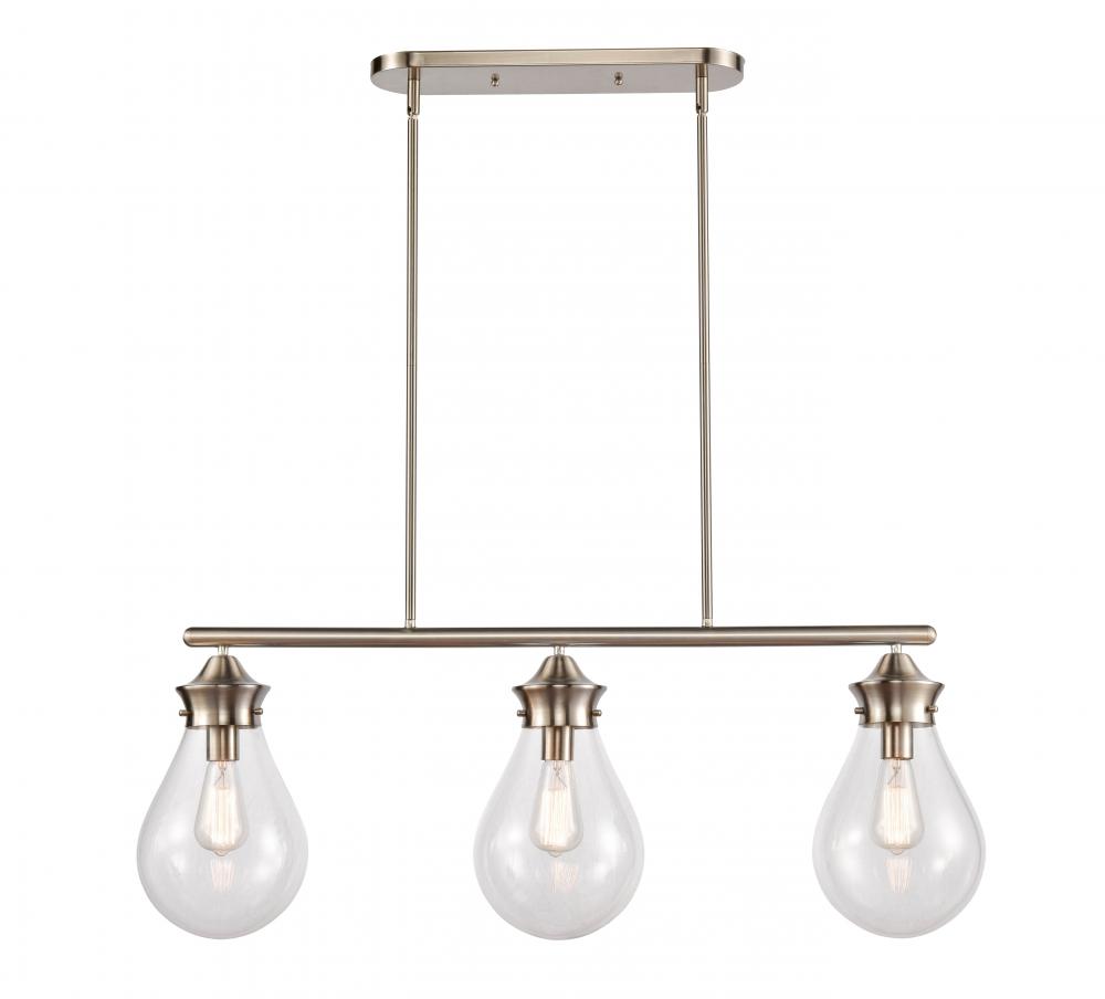 Genesis - 3 Light - 39 inch - Satin Nickel - Cord hung - Island Light