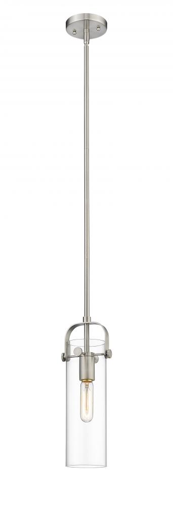 Pilaster II Cylinder - 1 Light - 12 inch Long Glass - Satin Nickel - Pendant