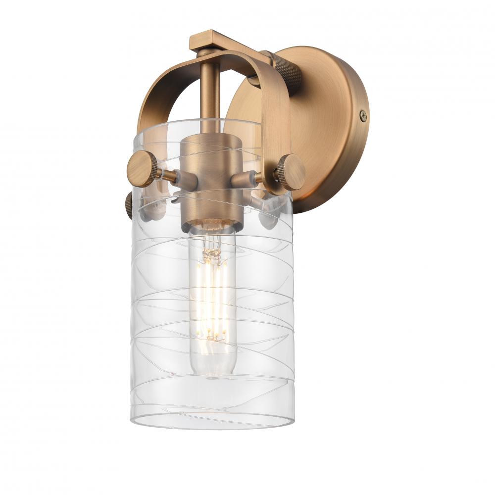 Pilaster II Cylinder - 1 Light - 7 inch Long Glass - Brushed Brass - Sconce