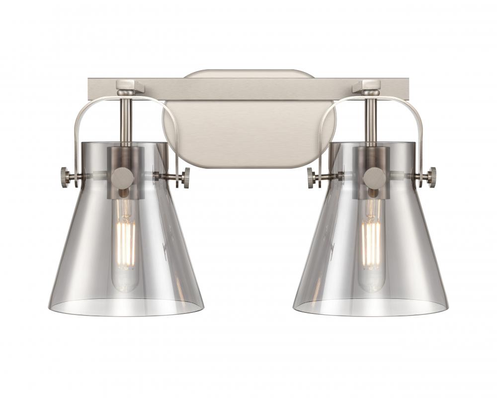 Pilaster II Cone - 2 Light - 17 inch - Satin Nickel - Bath Vanity Light