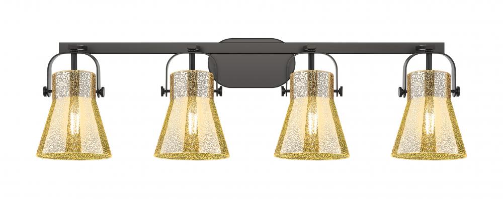 Pilaster II Cone - 4 Light - 37 inch - Matte Black - Bath Vanity Light