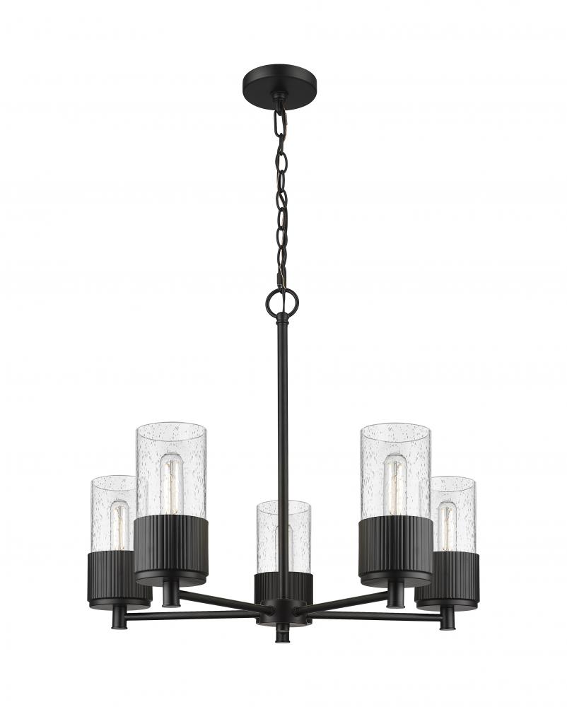 Bolivar - 5 Light - 25 inch - Matte Black - Chain Hung - Chandelier