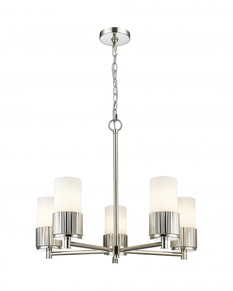 Bolivar - 5 Light - 25 inch - Polished Nickel - Chain Hung - Chandelier