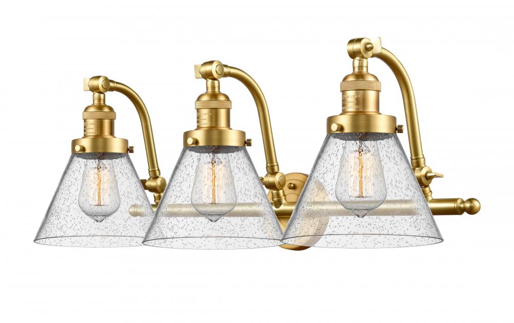 Cone - 3 Light - 28 inch - Satin Gold - Bath Vanity Light