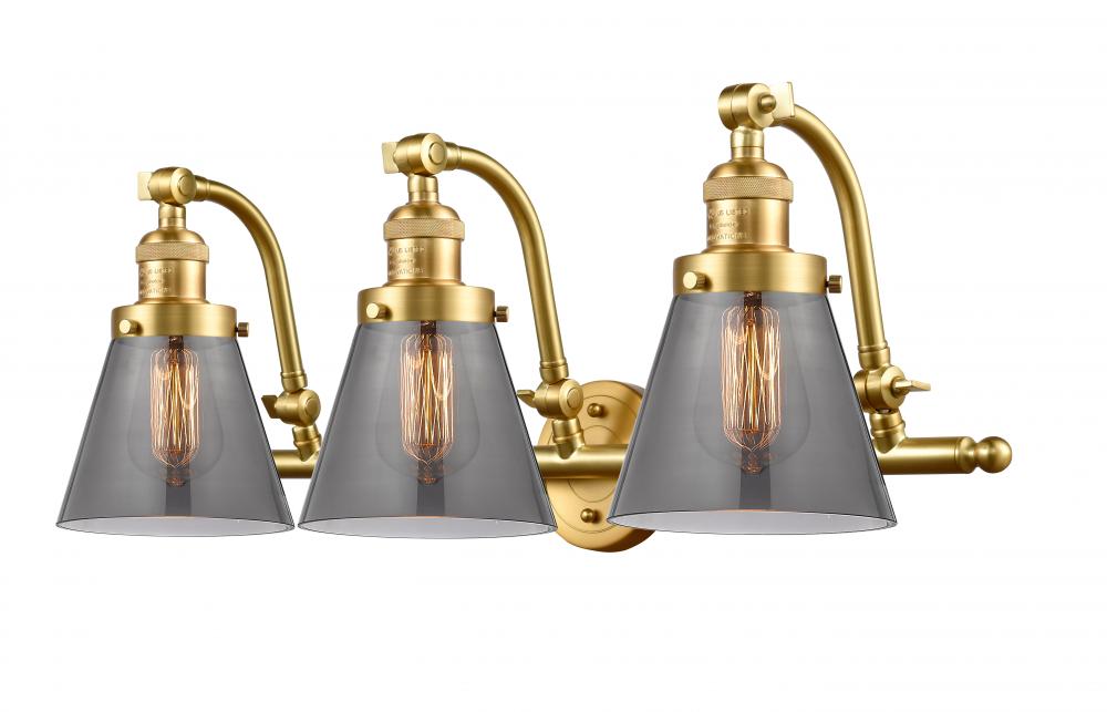 Cone - 3 Light - 28 inch - Satin Gold - Bath Vanity Light