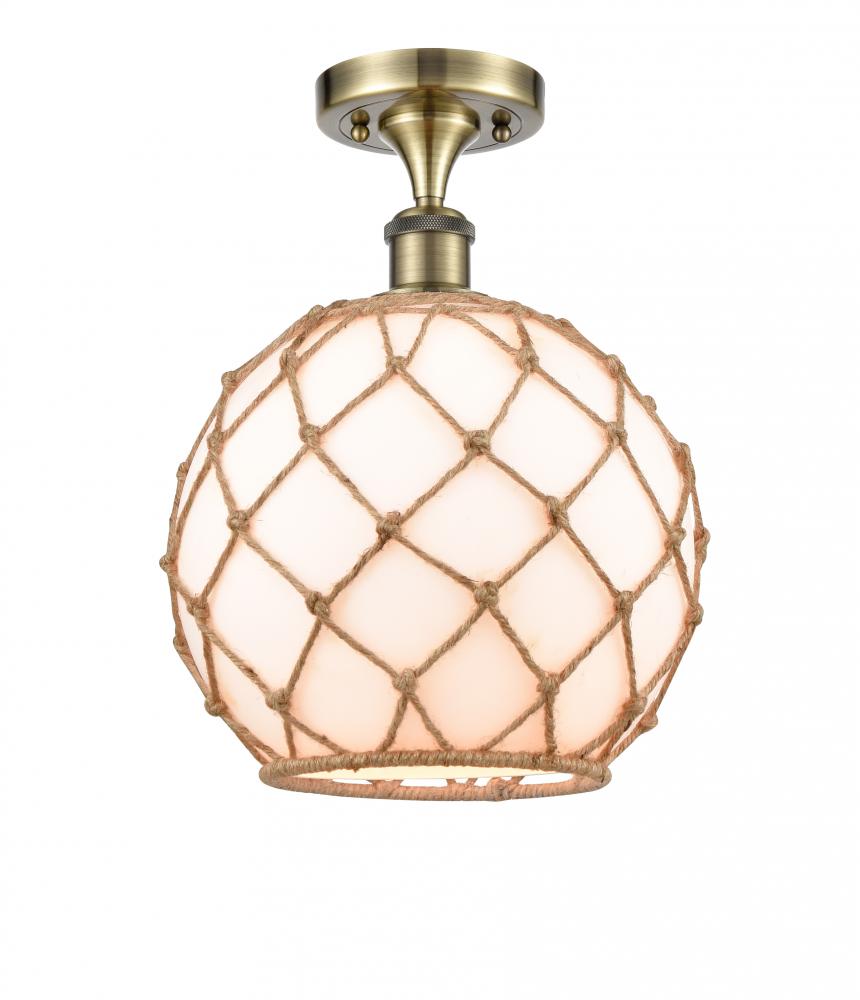 Farmhouse Rope - 1 Light - 10 inch - Antique Brass - Semi-Flush Mount