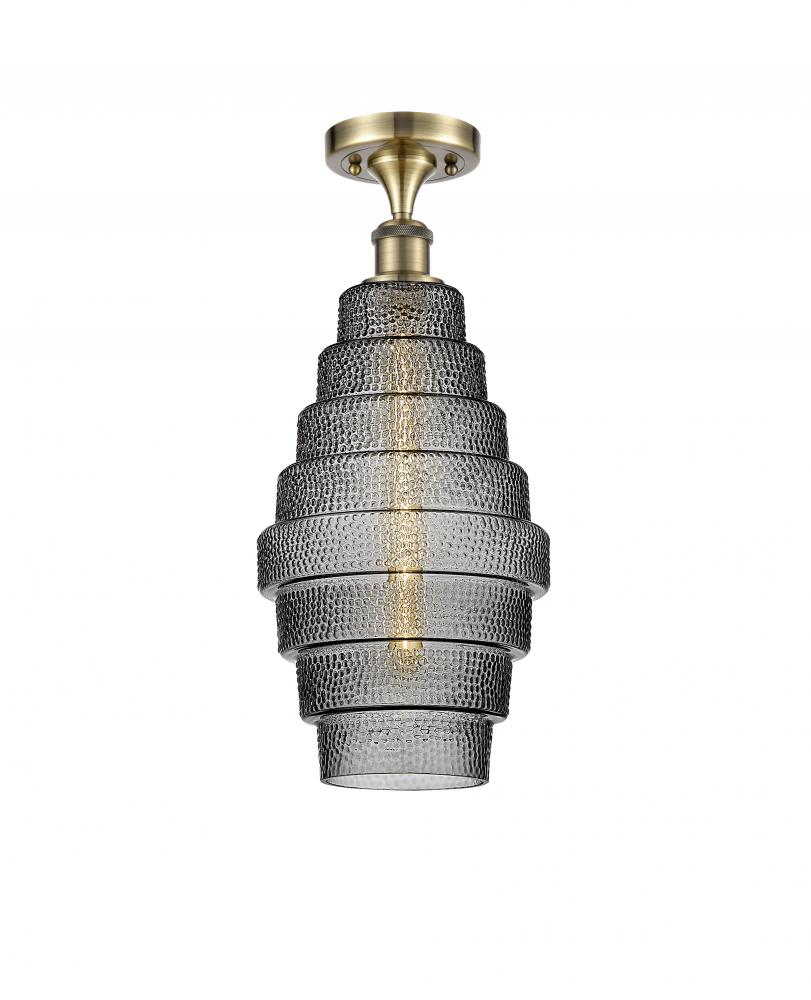 Cascade - 1 Light - 8 inch - Antique Brass - Semi-Flush Mount