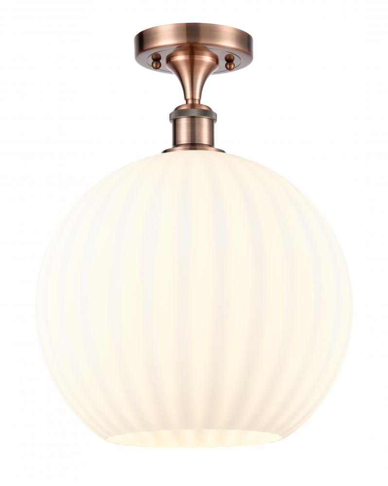 White Venetian - 1 Light - 12 inch - Antique Copper - Semi-Flush Mount