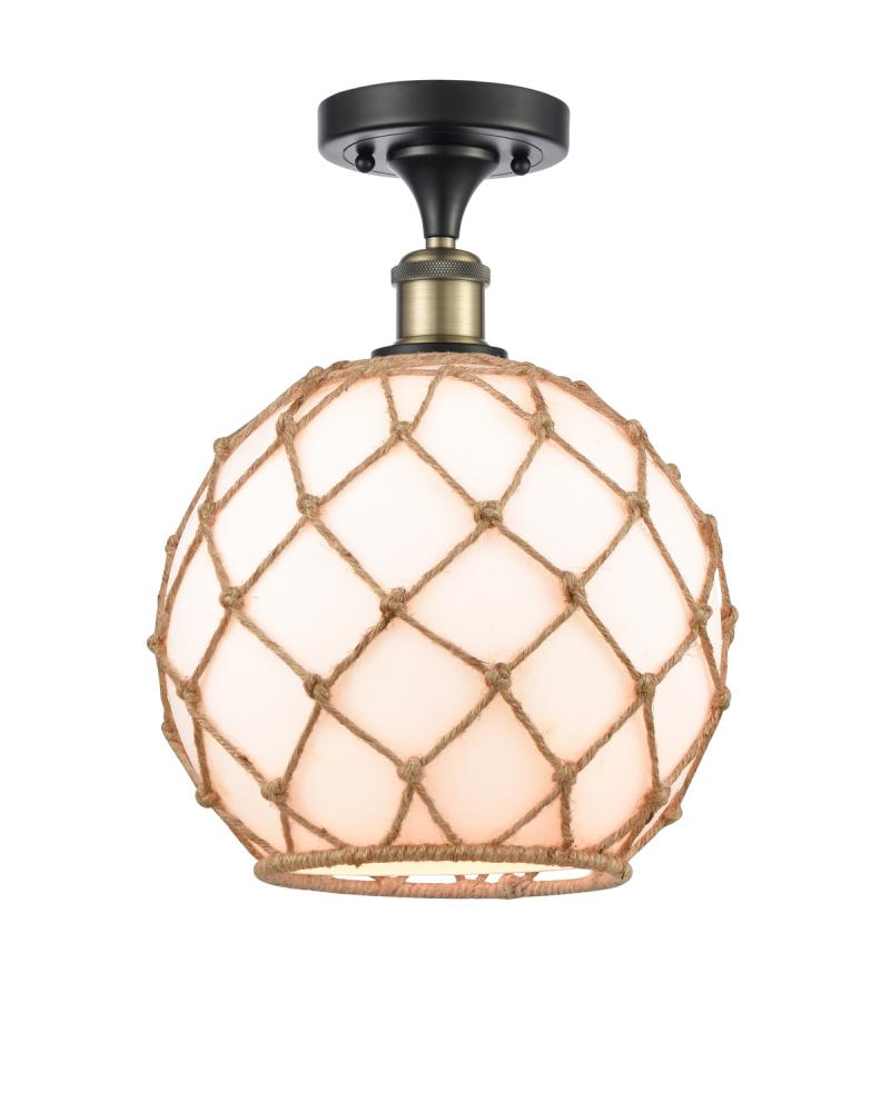 Farmhouse Rope - 1 Light - 10 inch - Black Antique Brass - Semi-Flush Mount