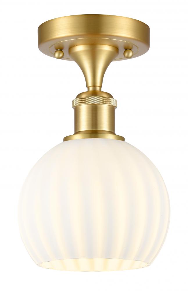 White Venetian - 1 Light - 6 inch - Satin Gold - Semi-Flush Mount