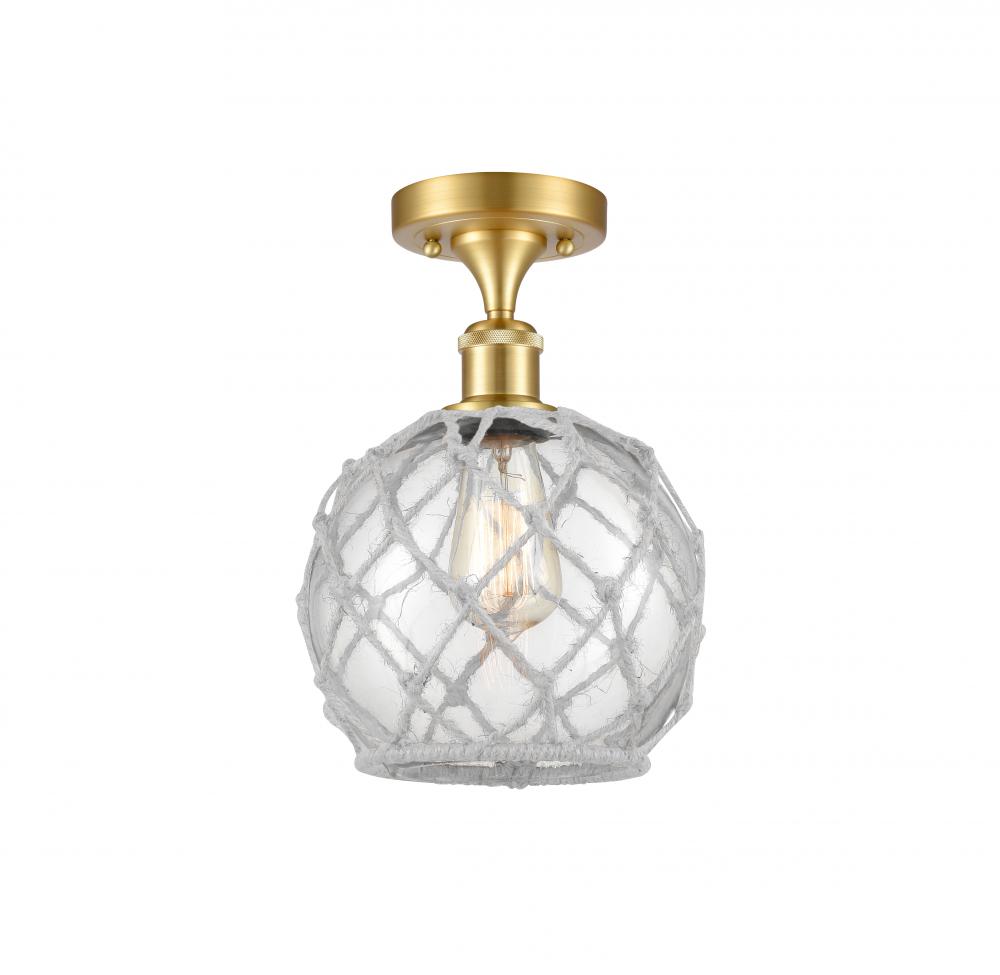 Farmhouse Rope - 1 Light - 8 inch - Satin Gold - Semi-Flush Mount