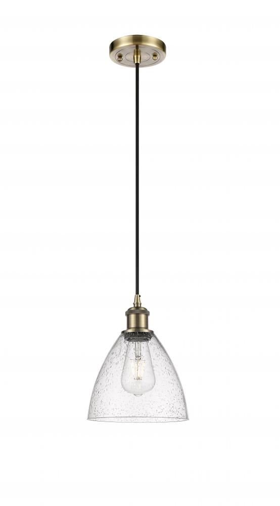 Bristol - 1 Light - 8 inch - Antique Brass - Cord hung - Mini Pendant