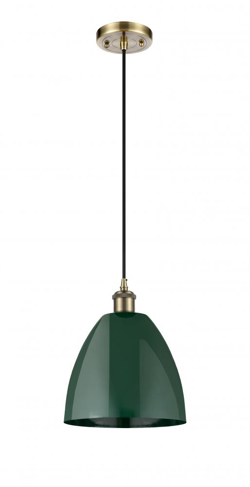 Plymouth - 1 Light - 9 inch - Antique Brass - Cord hung - Mini Pendant