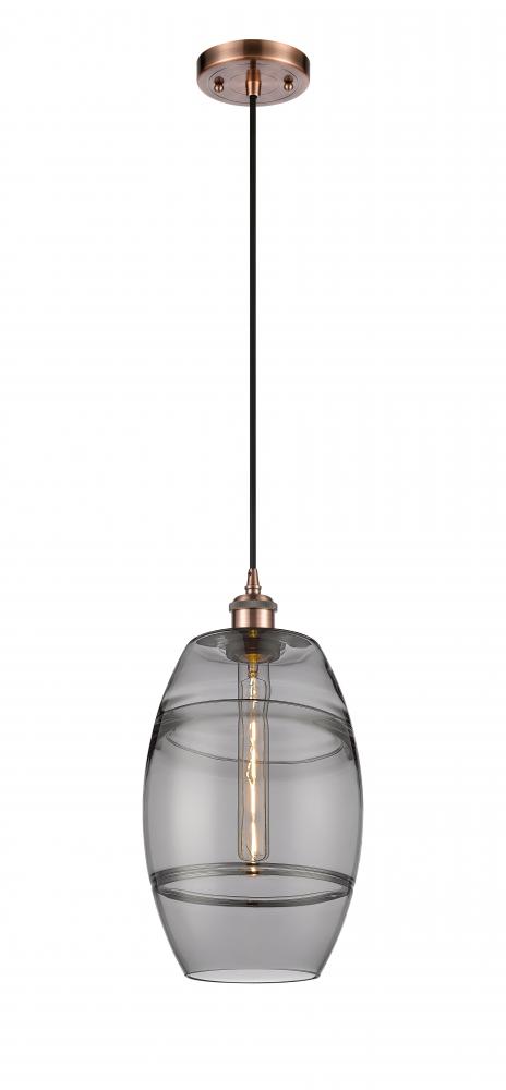 Vaz - 1 Light - 8 inch - Antique Copper - Cord hung - Mini Pendant