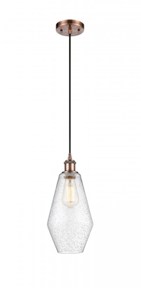 Cindyrella - 1 Light - 7 inch - Antique Copper - Cord hung - Mini Pendant