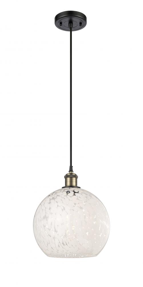 White Mouchette - 1 Light - 10 inch - Black Antique Brass - Cord Hung - Mini Pendant