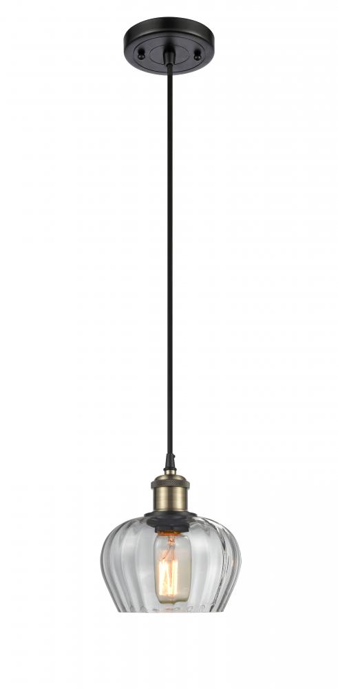 Fenton - 1 Light - 7 inch - Black Antique Brass - Cord hung - Mini Pendant