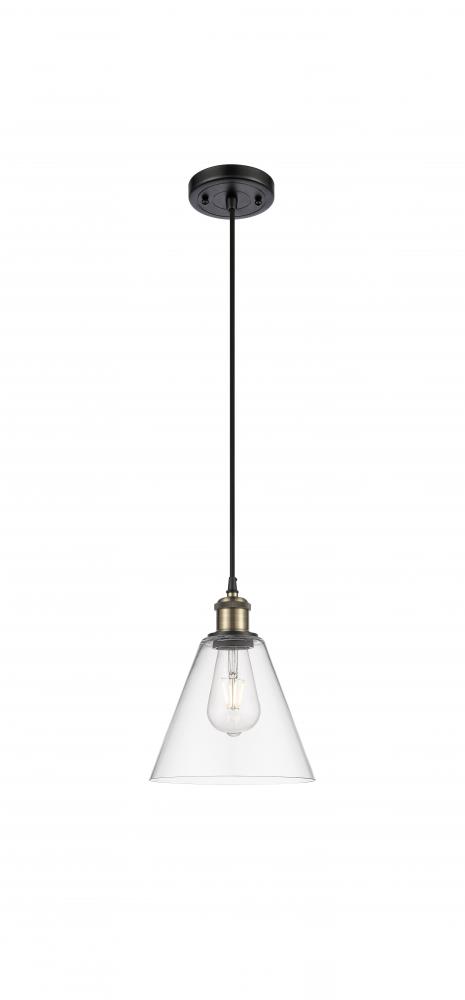 Berkshire - 1 Light - 8 inch - Black Antique Brass - Cord hung - Mini Pendant