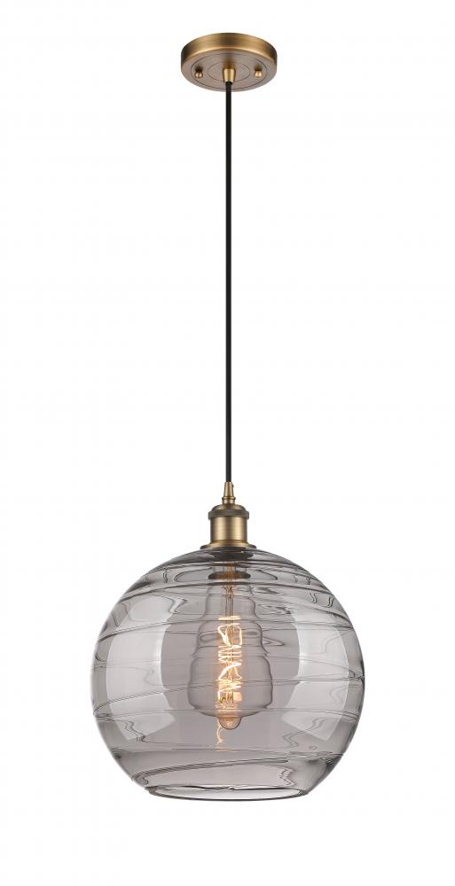 Athens Deco Swirl - 1 Light - 12 inch - Brushed Brass - Cord hung - Mini Pendant