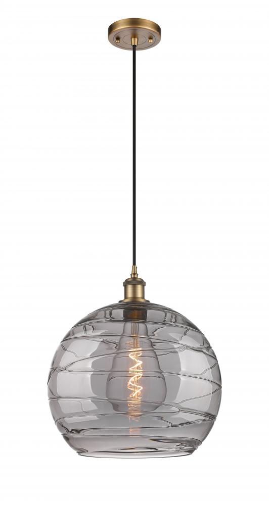Athens Deco Swirl - 1 Light - 14 inch - Brushed Brass - Cord hung - Pendant