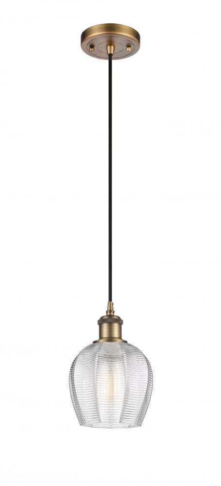 Norfolk - 1 Light - 6 inch - Brushed Brass - Cord hung - Mini Pendant