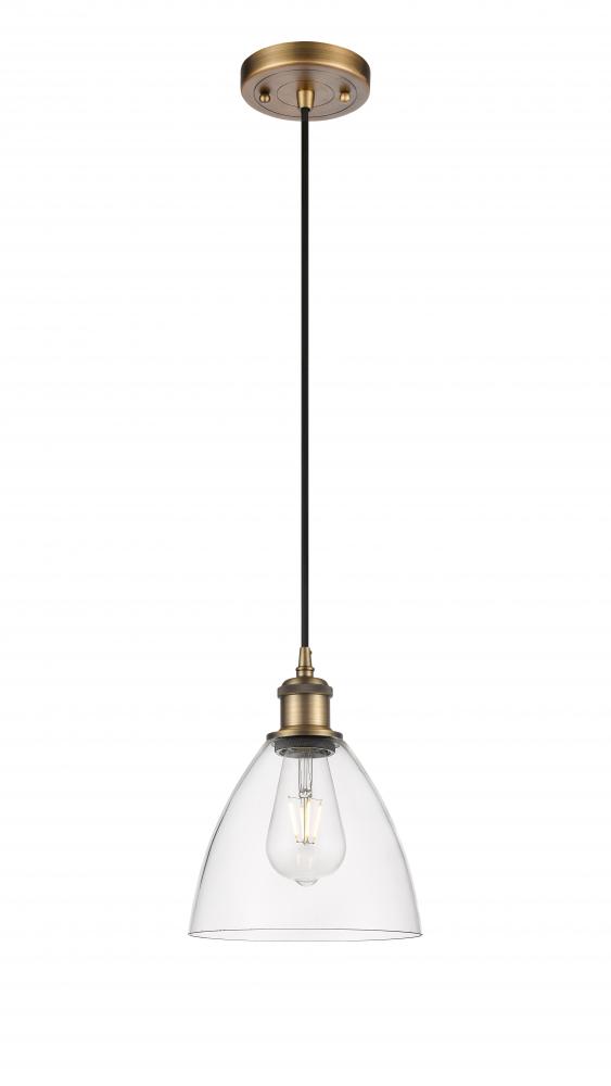 Bristol - 1 Light - 8 inch - Brushed Brass - Cord hung - Mini Pendant