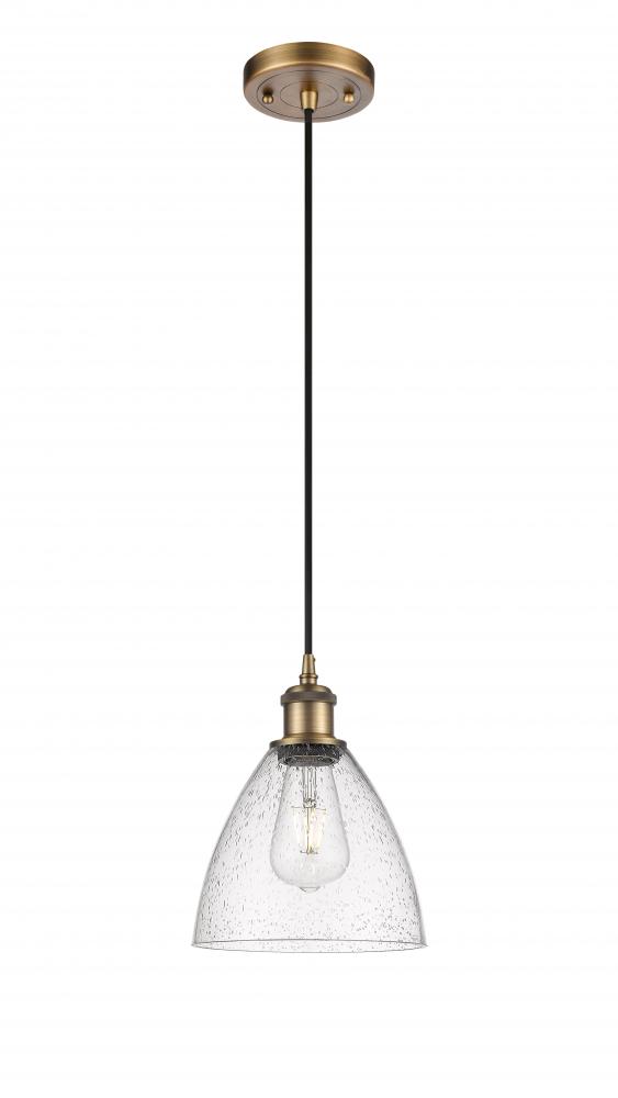 Bristol - 1 Light - 8 inch - Brushed Brass - Cord hung - Mini Pendant