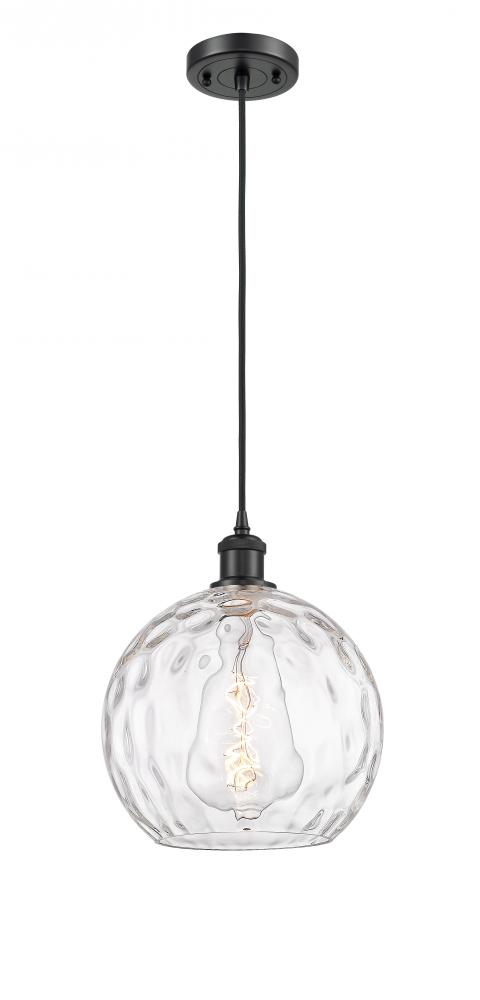 Athens Water Glass - 1 Light - 10 inch - Matte Black - Cord hung - Mini Pendant