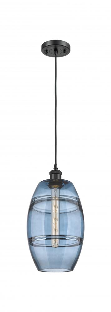 Vaz - 1 Light - 8 inch - Matte Black - Cord hung - Mini Pendant