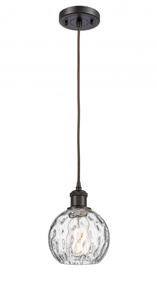 Athens Water Glass - 1 Light - 6 inch - Oil Rubbed Bronze - Cord hung - Mini Pendant