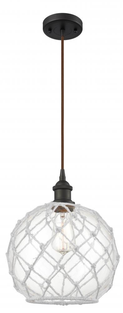 Farmhouse Rope - 1 Light - 10 inch - Oil Rubbed Bronze - Cord hung - Mini Pendant