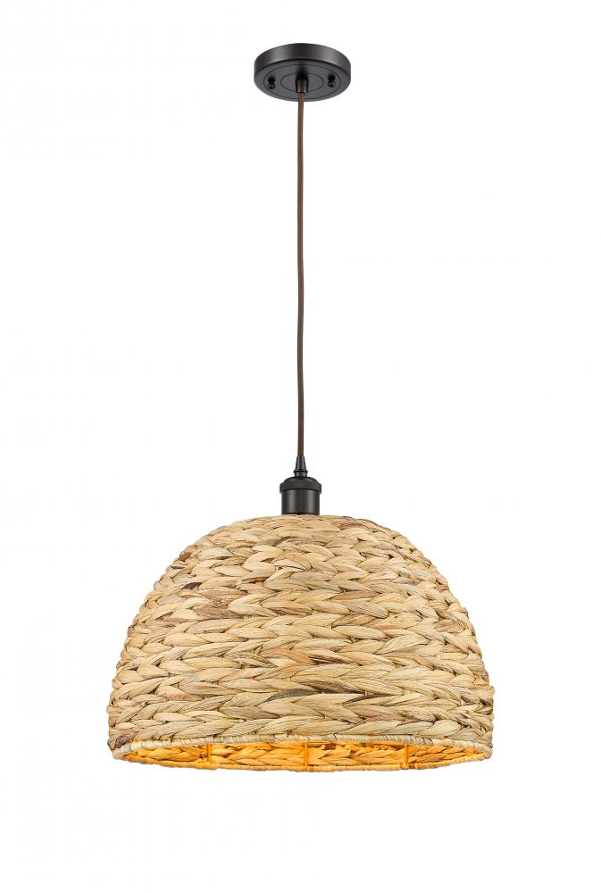 Woven Rattan - 1 Light - 16 inch - Oil Rubbed Bronze - Multi Pendant