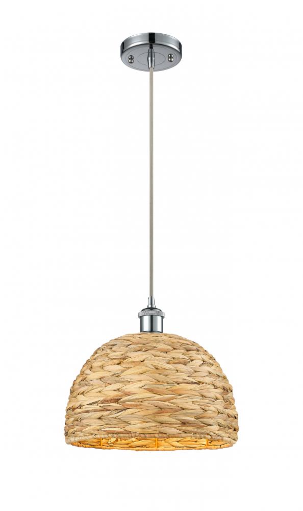 Woven Rattan - 1 Light - 12 inch - Polished Chrome - Multi Pendant