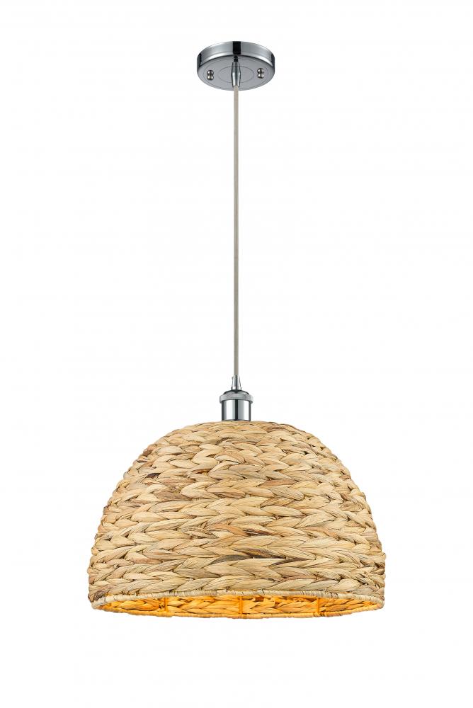 Woven Rattan - 1 Light - 16 inch - Polished Chrome - Multi Pendant