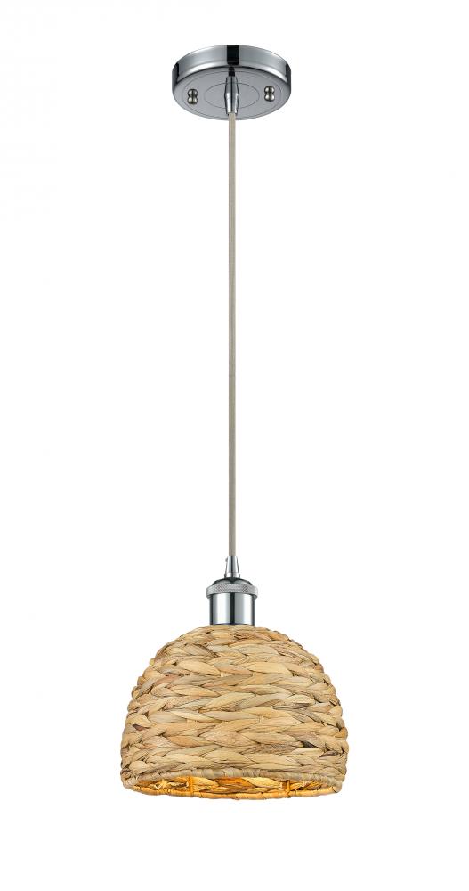 Woven Rattan - 1 Light - 8 inch - Polished Chrome - Multi Pendant