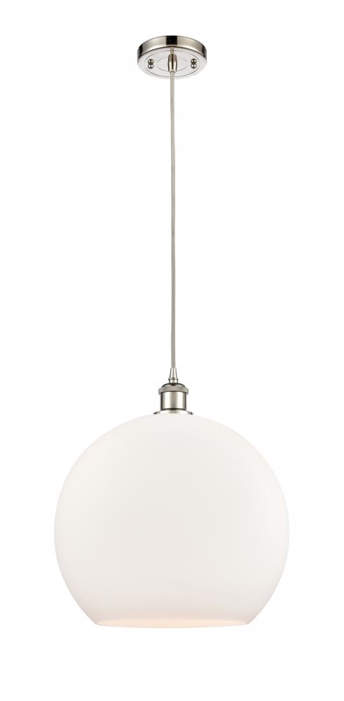 Athens - 1 Light - 14 inch - Polished Nickel - Cord hung - Pendant